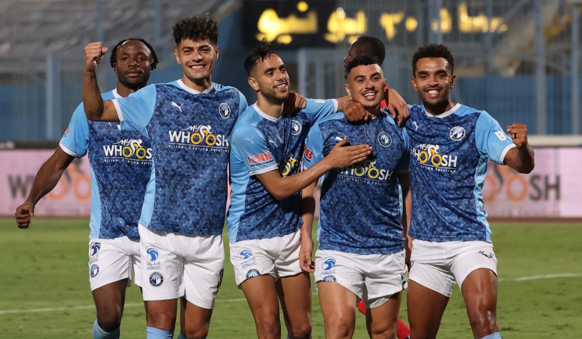 Pyramids players celebrate the 3-1 victory as they brought APR FC&#039;s journey to a shocking end in Cairo on Saturday, September 21 . Courtesy