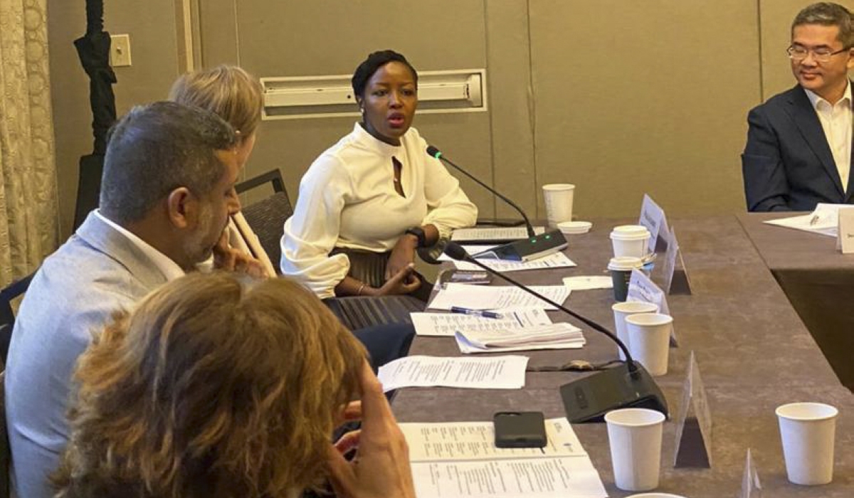 Rwanda’s Ministrer of ICT and Innovation Paula Ingabire speaks during a meeting on the sidelines of the United Nations General Assembly in New York on Sunday, September 22. Courtesy