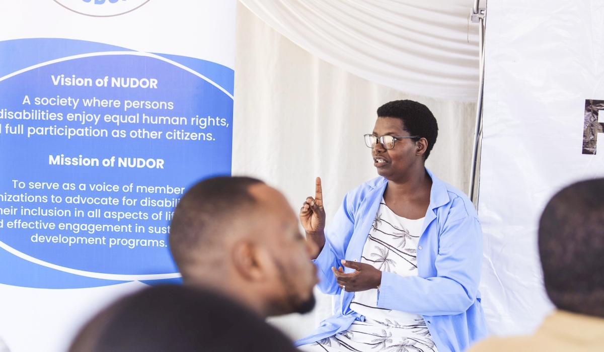 Francine Niyonsenga, a teacher with speech and hearing impairments at the Centre des Jeunes Sourds-Muets (CJSM) in Huye District_