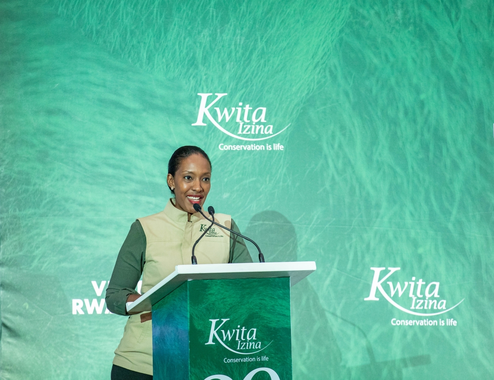 RDB Chief Tourism Officer Michaella Rugwizangoga. addresses journalists ahead of Kwita Izina. Photos by Dan Gatsinzi