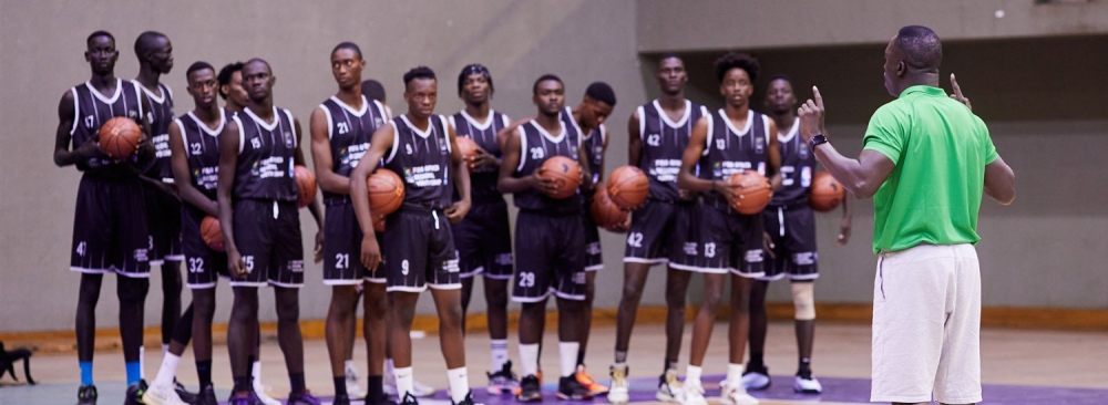 The national basketball team head Coach Sarr during a training session. Cheikh Sarr has hailed the FIBA U18 AfroBasket tournaments. Courtesy 