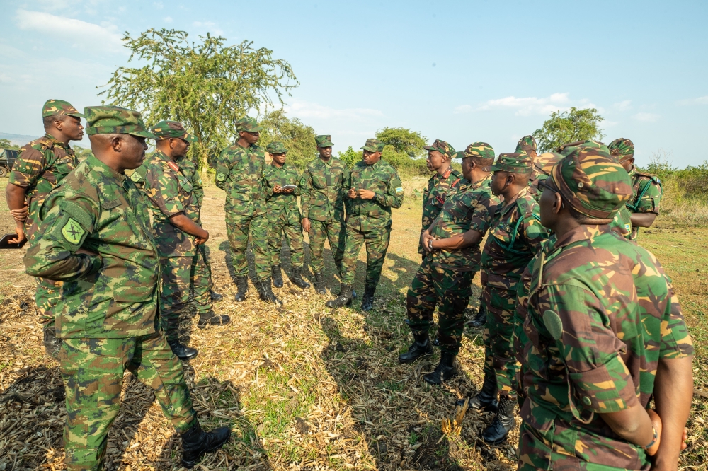 Officers of Rwanda Defence Force's 5th Division and Tanzania People’s Defence Force's 202nd Brigade meet on Wednesday, September 25, in Karagwe