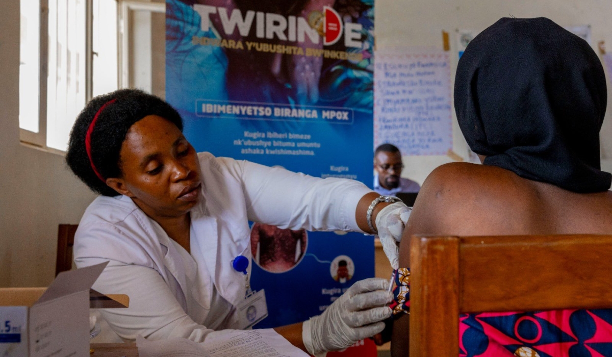 Health worker conducts Mpox vaccination activity in Rubavu District. According to RBC,  Rwanda has confirmed six cases of mpox to date. Courtesy