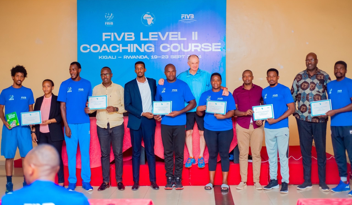 A total of 33 coach, including 30 from Rwanda, completed a five-day FIVB Level Two training course in volleyball coaching-courtesy