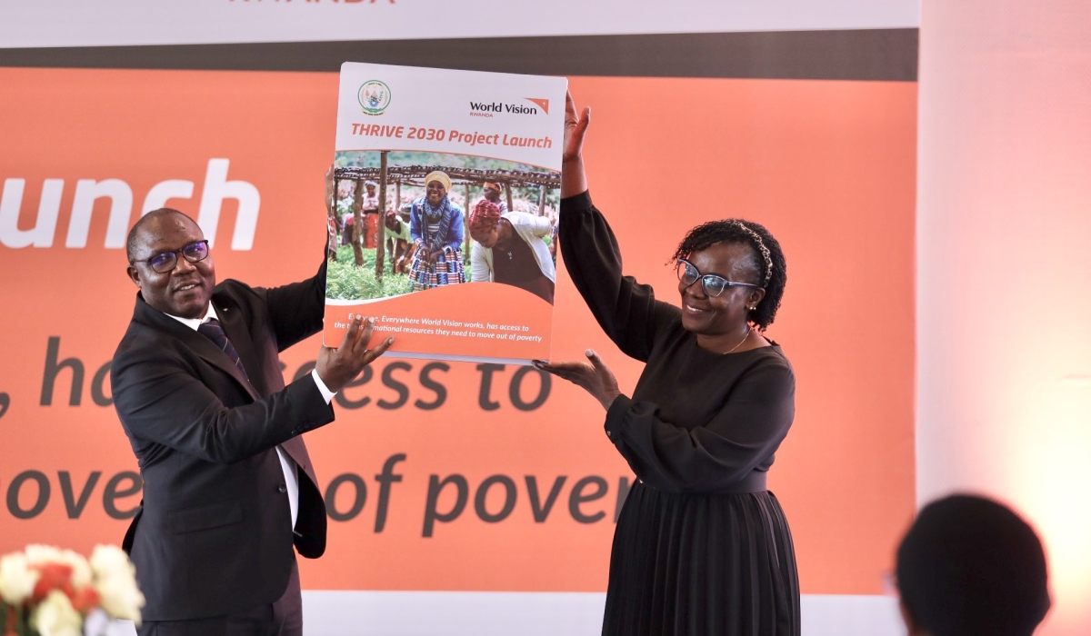 Minister of Local Government Jean Claude Musabyimana and Pauline Okumu, National Director of World Vision Rwanda officially launch ‘THRIVE 2030’ project on September 24.