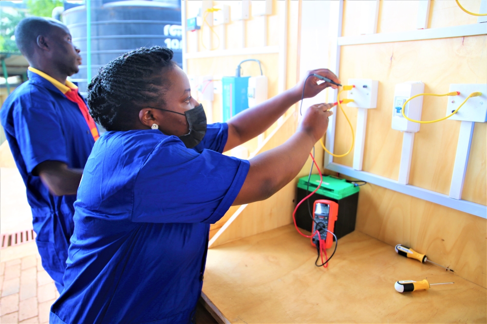 TVT students during an installation practice session, Over 200,000 Rwandan youth are expected to benefit from a skill development and employment program in  2050 Photos by Craish Bahizi