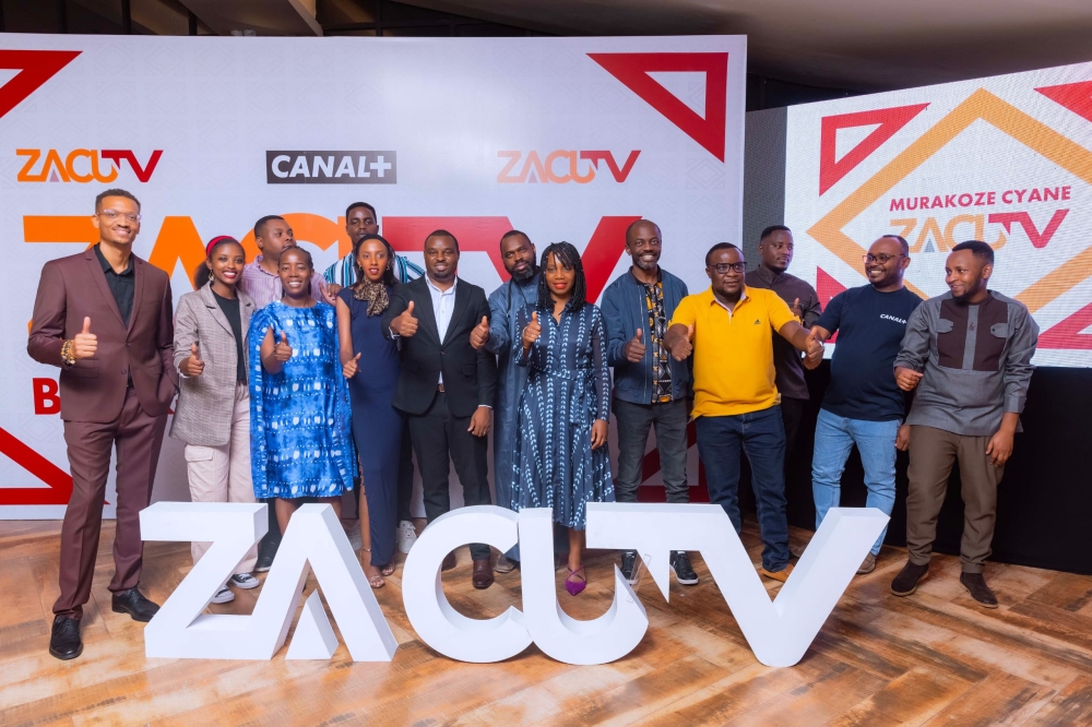 CANAL+ Rwanda officials and filmmakers and journalists pose for a group photo at the press conference on Friday, September 27. Courtesy