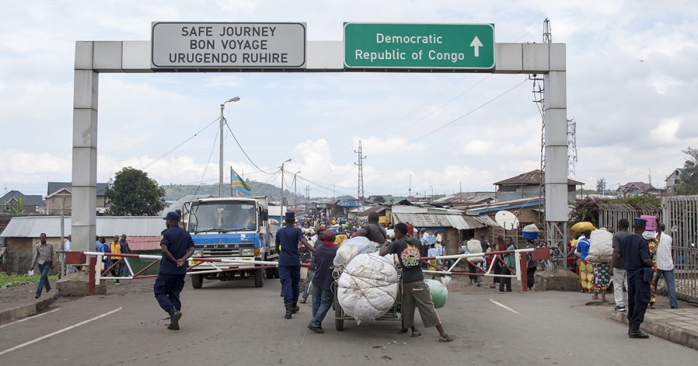 A view of the border &#039;La petite barriere&#039; between Rwanda and DR Congo in Rubavu District. File.