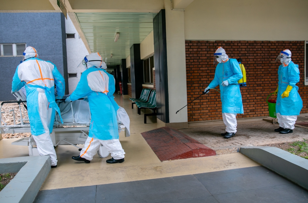 Medics during medical drills on epidemic preparedness at King Faisal Hospital, October 17, 2022. Photo by Olivier Mugwiza