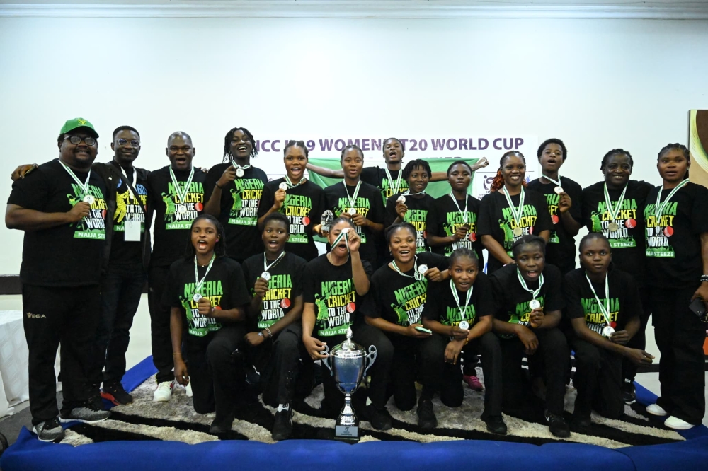 Nigeria show off their champion medals after winning the ICC U19 Women&#039;s T20 World Cup Africa Qualifier in Kigali to secure a ticket to Malaysia. All photos courtesy