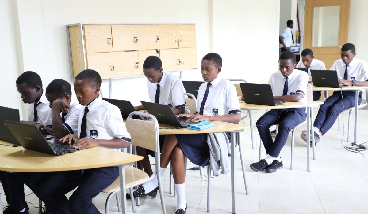 Students during a class at Rwanda Coding Academy in Nyabihu District.