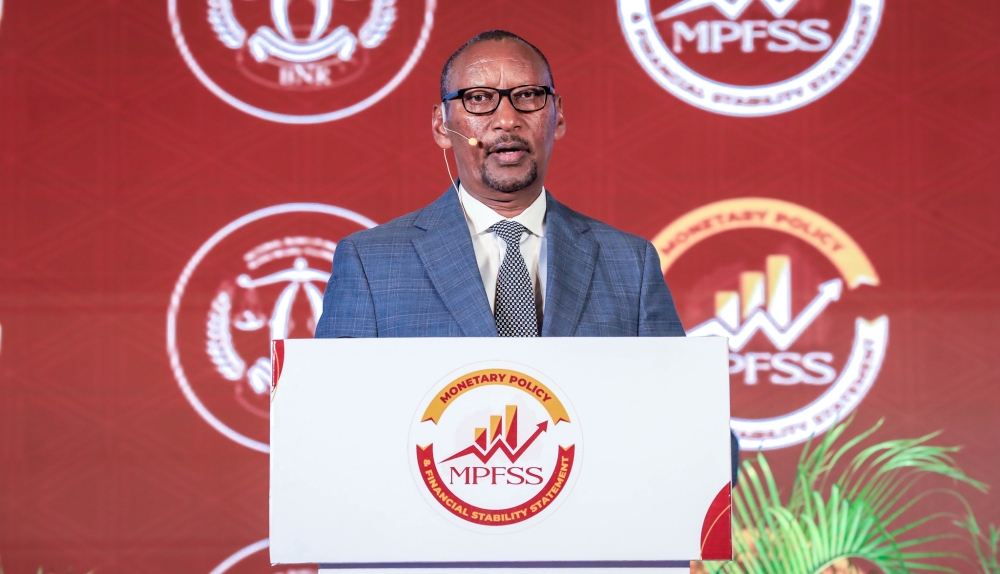 John Rwangombwa, Governor of the central bank, presents the Monetary Policy and Financial Stability Statement  on Wednesday, September 25. Photo by Craish Bahizi