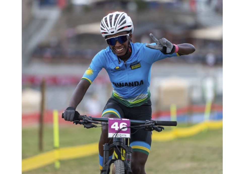 Rwandan cyclist  Jazilla Mwamikazi during the UCI Road World Championship held in Zurich