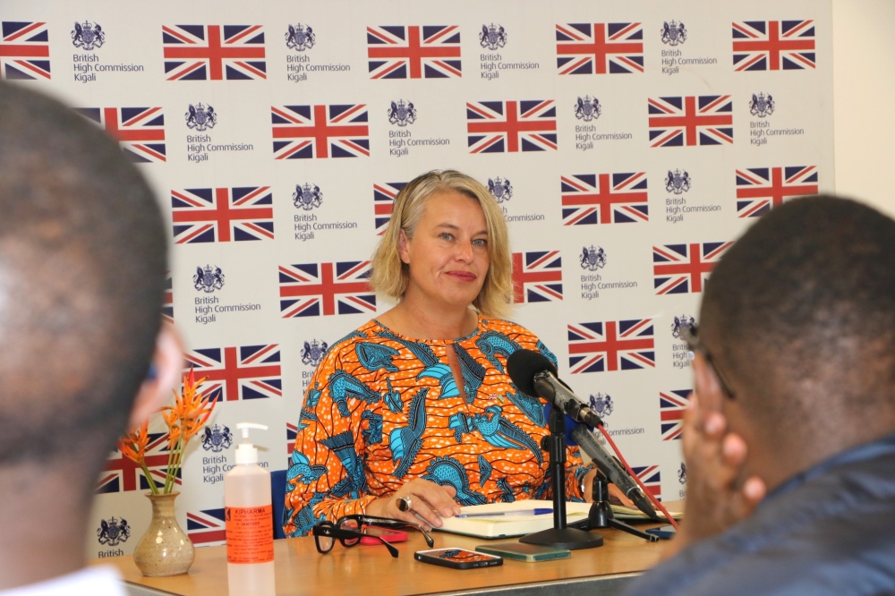 The British High Commissioner to Rwanda, Alison Thorpe,   addresses journalists in a press conference in Kigali on Wednesday 2 October. Courtesy