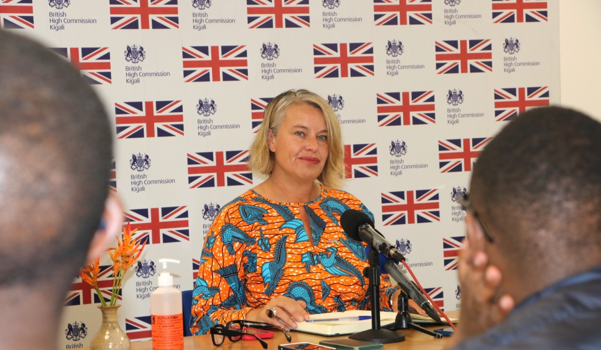 The British High Commissioner to Rwanda, Alison Thorpe,   addresses journalists in a press conference in Kigali on Wednesday 2 October. Courtesy