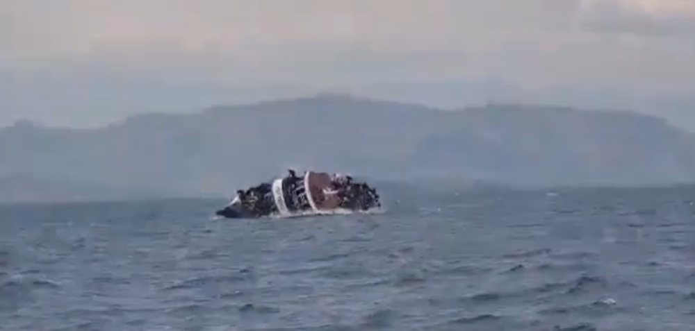 A screenshot  of the accident in Lake Kivu when a Congolese boat MV Merdi from Minova, in South Kivu Province, capsized some 300 meters before docking at Goma on Thursday. Internet