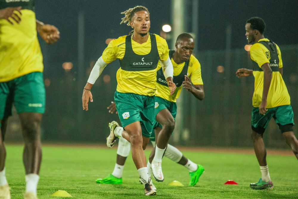 Amavubi&#039;s new player Johan Marvin Kury during a training session at Amahoro training pitch in Kigali on Thursday, October 3. Courtesy