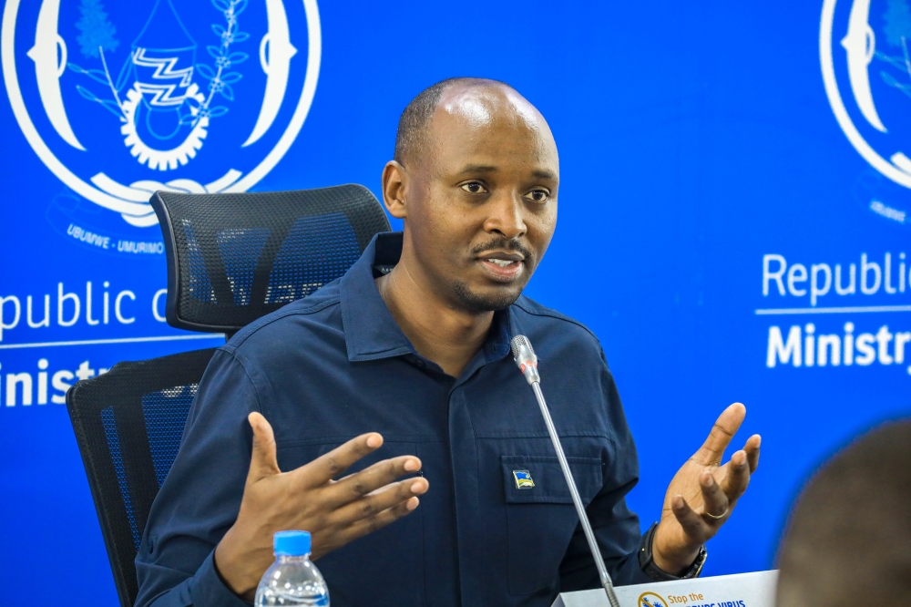 Minister of Health Dr Sabin Nsanzimana briefs journalists on Marburg situation in Kigali on Sunday, October 6. Photos by Craish Bahizi