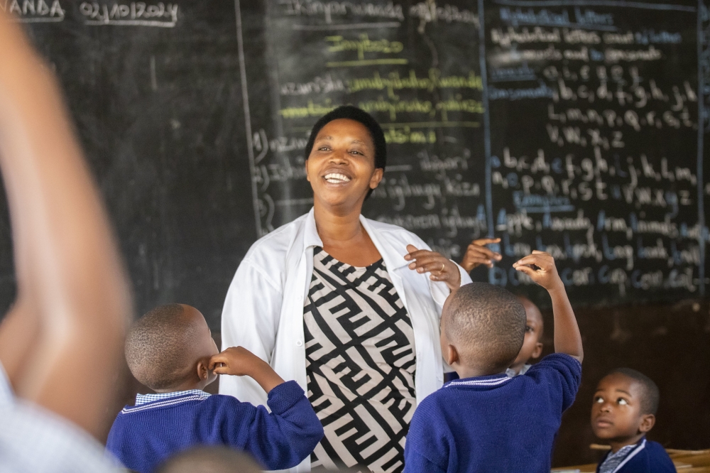 A teacher during a class at Groupe Scolaire Muhima in Nyarugenge on October 1. Photo by Emmanuel Dushimimana.