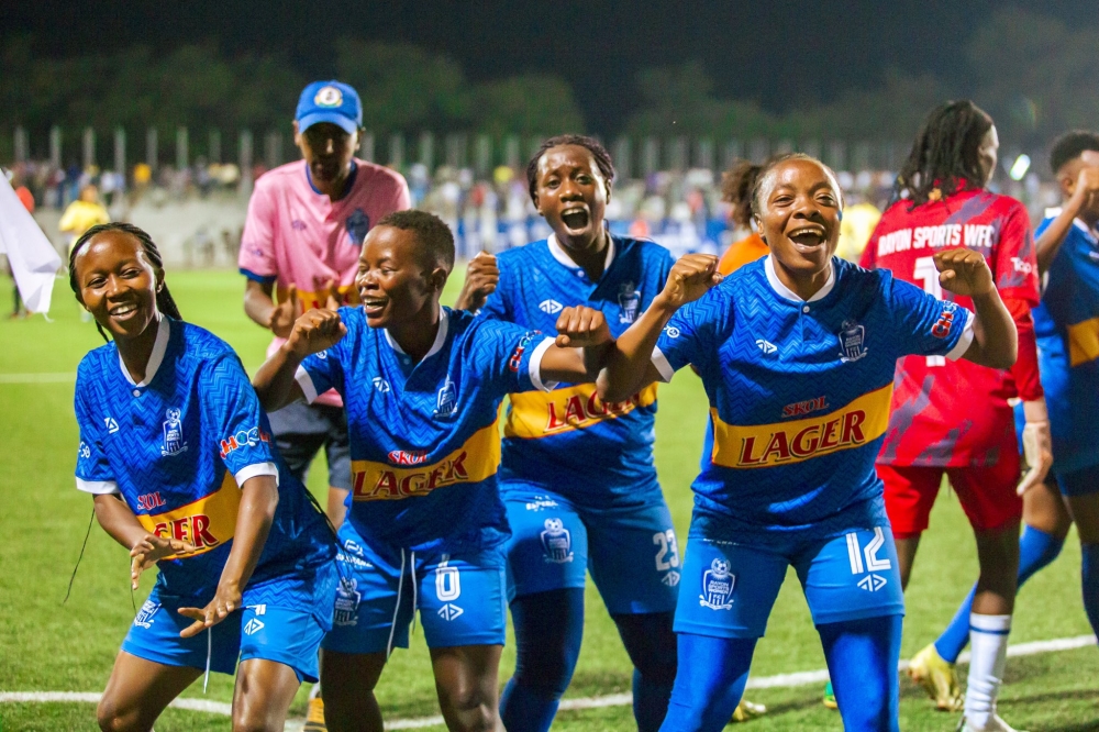 Rayon Sports Women FC  players celebrate the win during the 15-1 humiliating win over ES Mutunda WFC. Courtesy