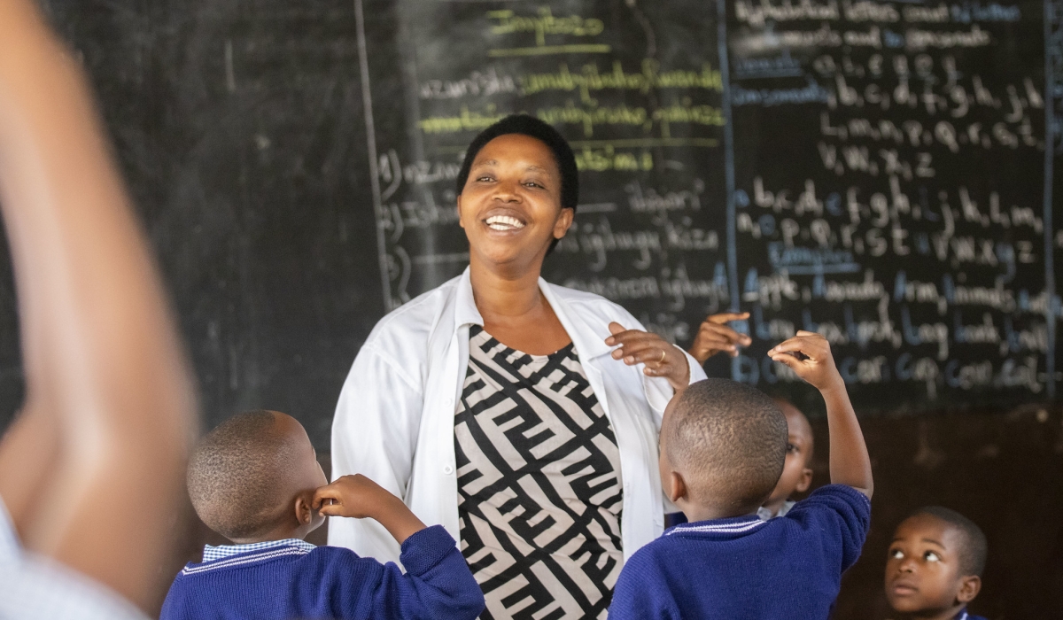 A teacher during a class at Groupe Scolaire Muhima in Nyarugenge on October 1. Photo by Emmanuel Dushimimana.