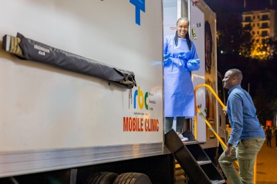 State Minister for Health Dr Yvan Butera visits a mobile clinic in which medics are conducting the Marburg Vaccination exercise on Sunday, October 6. Courtesy