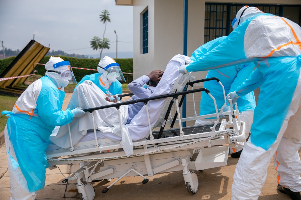 Medics during medical drills on epidemic preparedness at King Faisal Hospital, on October 17, 2022. The World Health Organisation (WHO) is seeking US$7.7 million from October to December 2024 to support the Government of Rwanda. Photo by Olivier Mugwiza