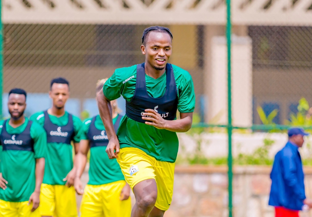 National team players during a training session. Rwanda have been paired against Djibouti in the first qualifying round of the 2025 African Nations Championship. Courtesy