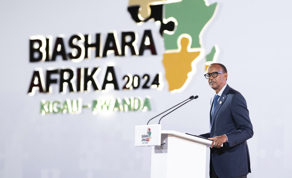 President Paul Kagame delivers his remarks at the official opening of Biashara Afrika 2024 in Kigali on Wednesday, October 9. Photo by Village Urugwiro