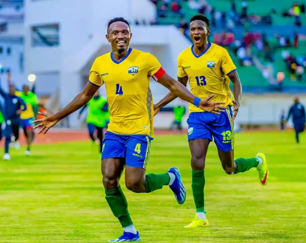 Amavubi skipper Djihad Bizimana celebrates his goal during the 2025 AFCON qualification against Nigeria at Amahoro Stadium on September 10