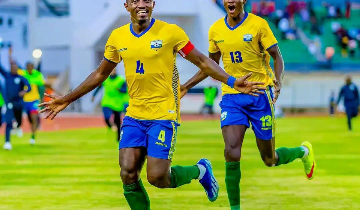 Amavubi skipper Djihad Bizimana celebrates his goal during the 2025 AFCON qualification against Nigeria at Amahoro Stadium on September 10