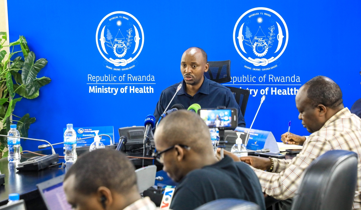 Minister Health Dr. Sabin Nsanzimana during the press conference  on Thursday, October 10 Photo by Craish Bahizi