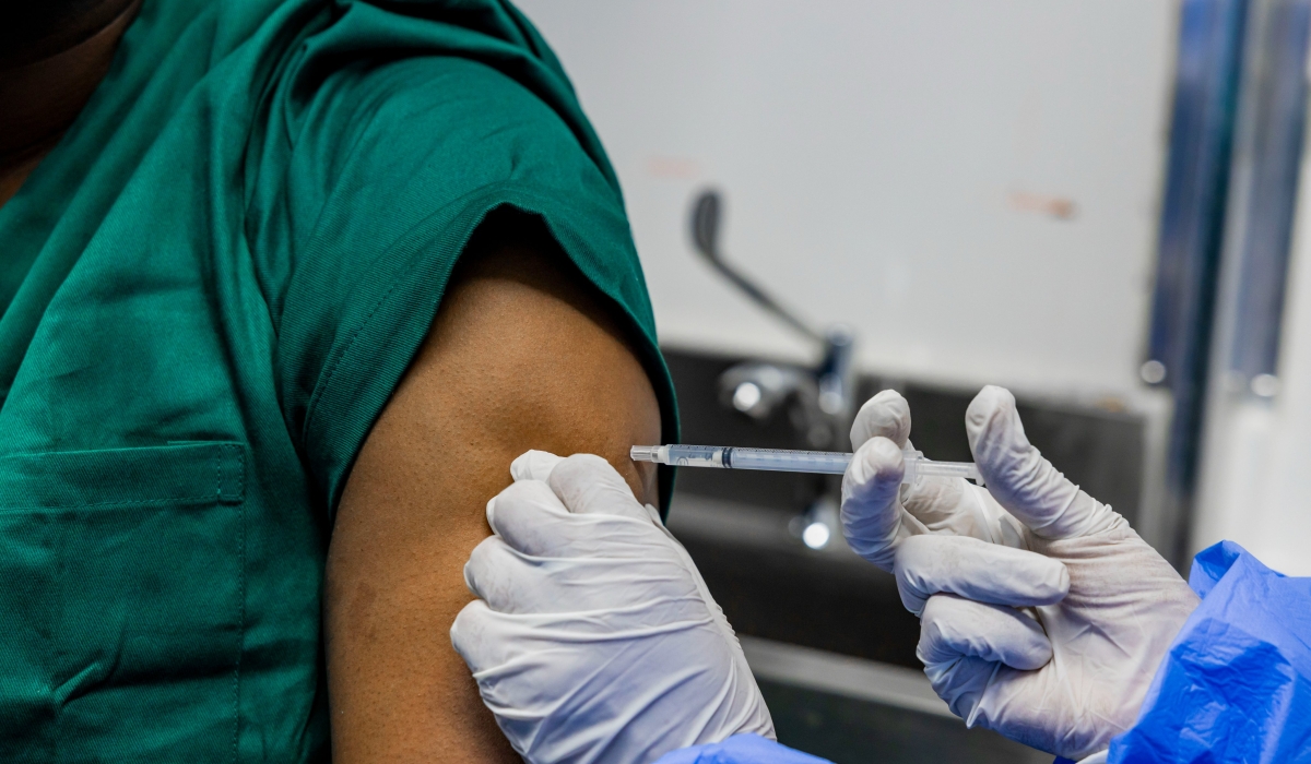 A health care worker administers a vaccine for Marburg virus disease in Kigali on October 6, 2024. Courtesy 