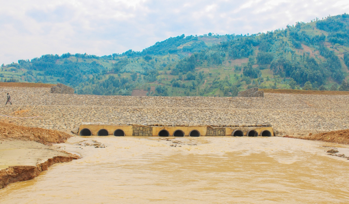 A view on the newly completed flood retention dam designed to contain the floods caused by River Sebeya in Rubavu District. Courtesy