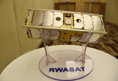 Rwanda&#039;s satellite&#039; RWASAT-1 showcased in Kigali on May 16, 2019. TRL Space CEO and founder, Petr Kapoun has revealed that Rwanda&#039;s first hyperspectral satellite is being built. File