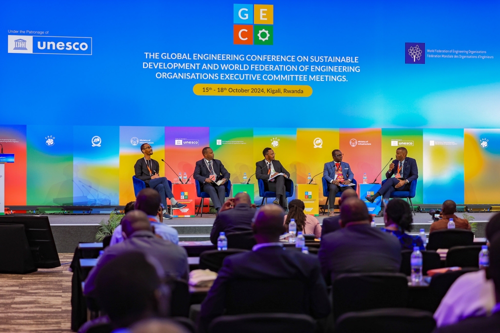 Panelists discuss during the Global Engineering Conference (GECO2024) taking place in Kigali from October 15 to 18