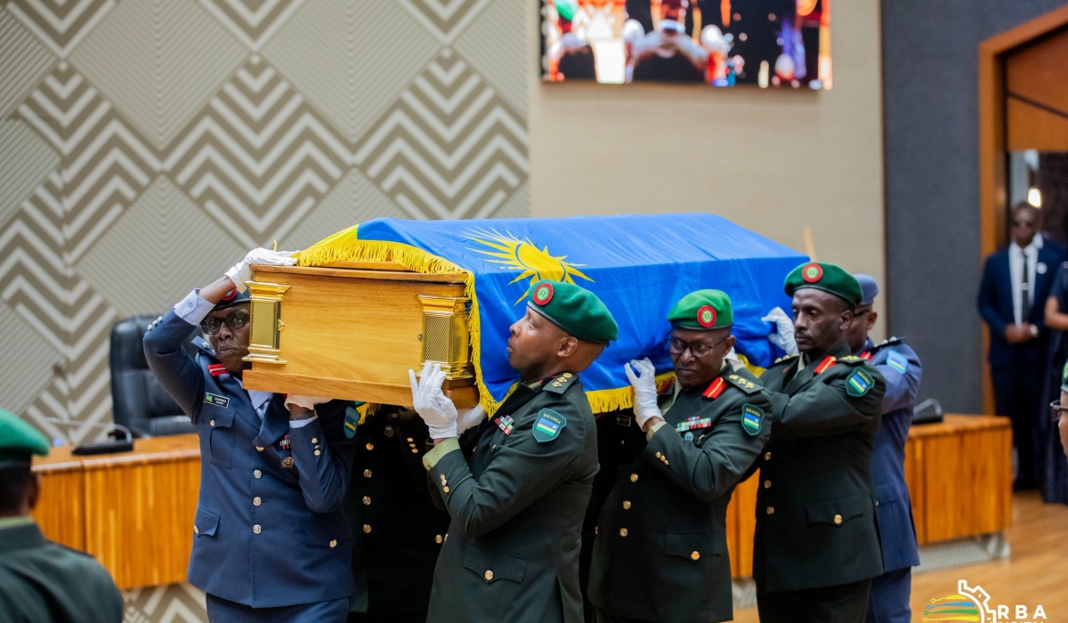 President Paul Kagame and First Lady Jeannette Kagame attended the farewell ceremony held in honour of former minister Col (rtd) Joseph Karemera, who passed away on October 11.