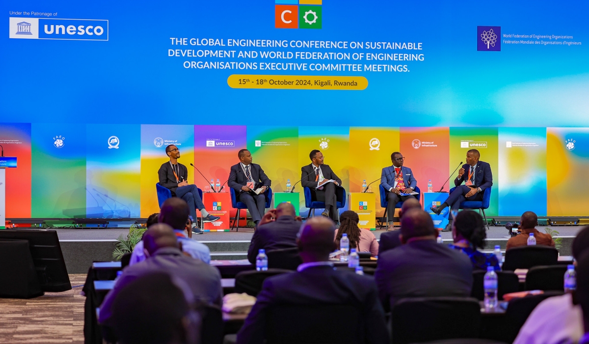 Panelists discuss during the Global Engineering Conference (GECO2024) taking place in Kigali from October 15 to 18