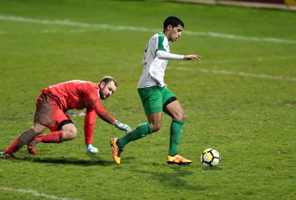 Rwandan attacker Quentin Rushenguziminega wins the ball against FC Echallens players. Former Amavubi striker netted twice as his side beat Pully 4-2. Courtesy