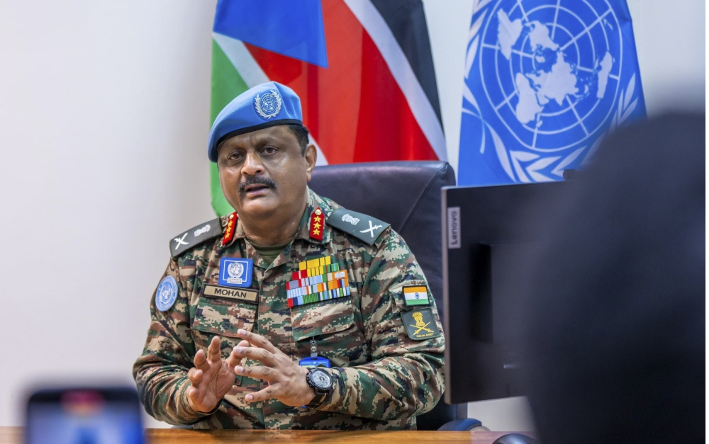 Lieutenant General Mohan Subramanian, Force Commander of the United Nations Mission in South Sudan (UNMISS), addresses journalists at the UN office in Juba on Thursday, October 17. Photo by Davis Higiro