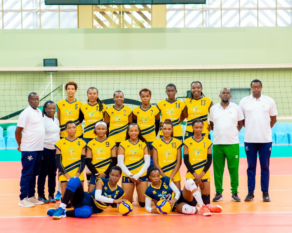 RRA volleyball women&#039;s team before beating Polica BC 3-0 on Saturday.