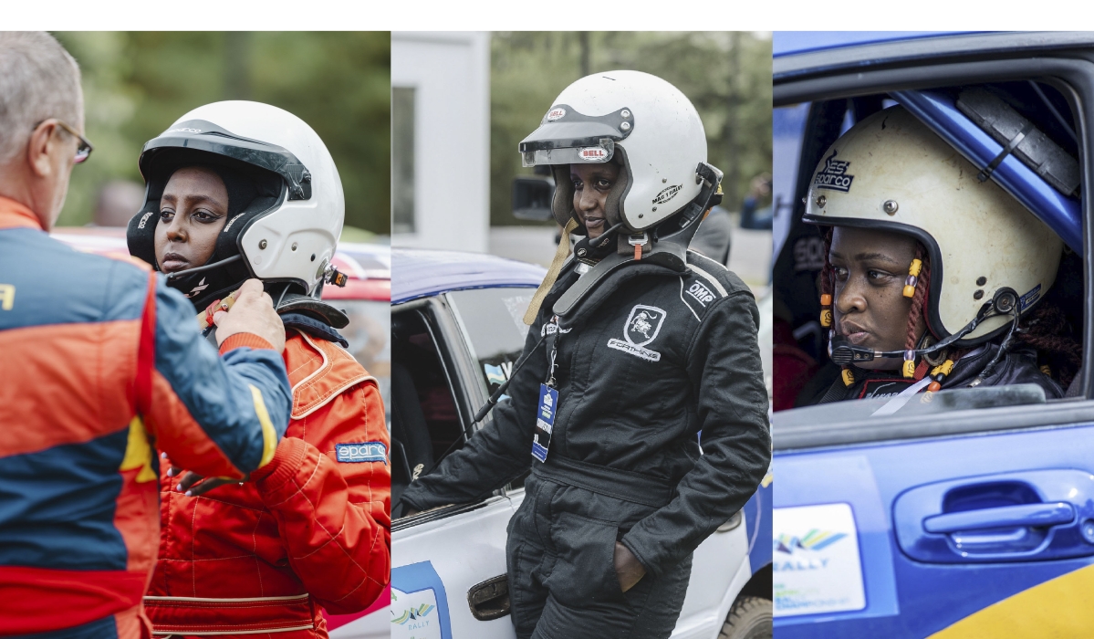 (L-R) Sandrine Isheja, Queen Kalimpinya and Anitha Pendo are among competitors at the ongoing Rwanda Mountain Gorilla Rally 2024. Photos by Dan Gatsinzi and Willy Mucyo