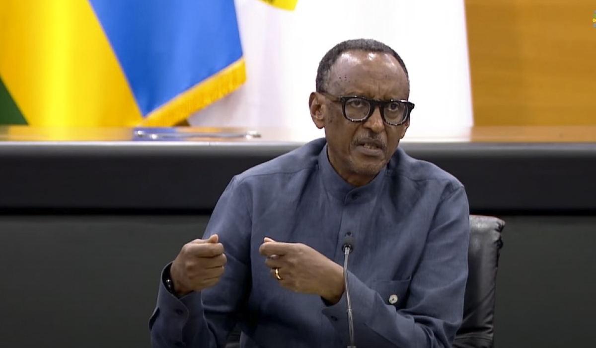 President Paul Kagame delivers his remarks during the swearing-in ceremony of the new leaders at Village Urugwiro on Saturday, October 19. Village Urugwiro