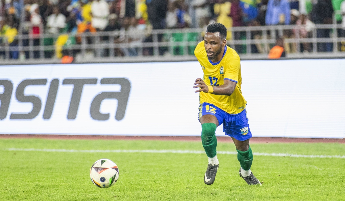 Gilbert Mugisha, seen here in action during Rwanda&#039;s 2-1 win over Benin in AFCON qualifiers at Amahoro Stadium on October 15, is one of the nine APR players called up for the Djibouti tie in CHAN Qualifiers. 