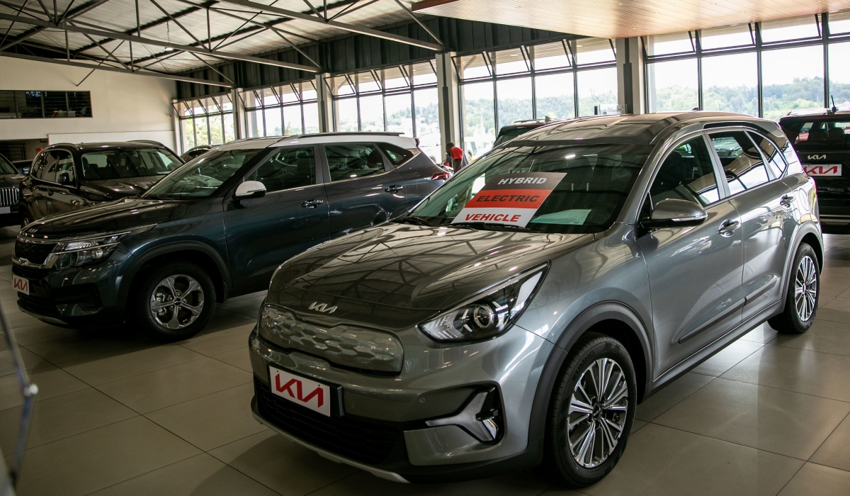 Brand new KIA Niro Plus (Hybrid) at Akagera Motors showroom. Hybrid cars imported into Rwanda increased by 237 times within four years (from 2021 to 2024). Photo by Olivier Mugwiza