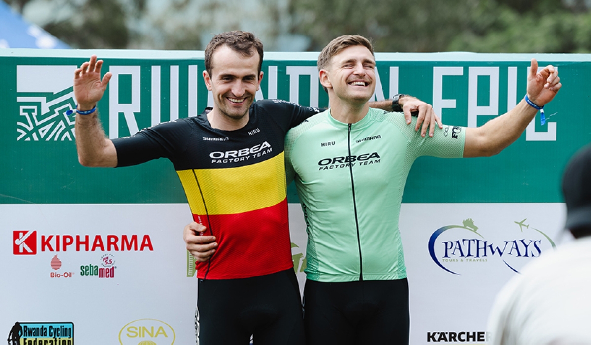 Belgian duo Pierre de Froidmont and Axel Baumans dominated the opening day of the Rwandan Epic 2024, clinching victory in the Duo Men category.  Willy Mucyo 