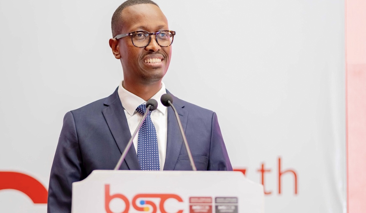 Sebera Antoine, Head of innovation at the National Institute of Information Technology (RISA), speaks at the event. He praised BSC&#039;s contribution to the spread of high-speed broadband internet