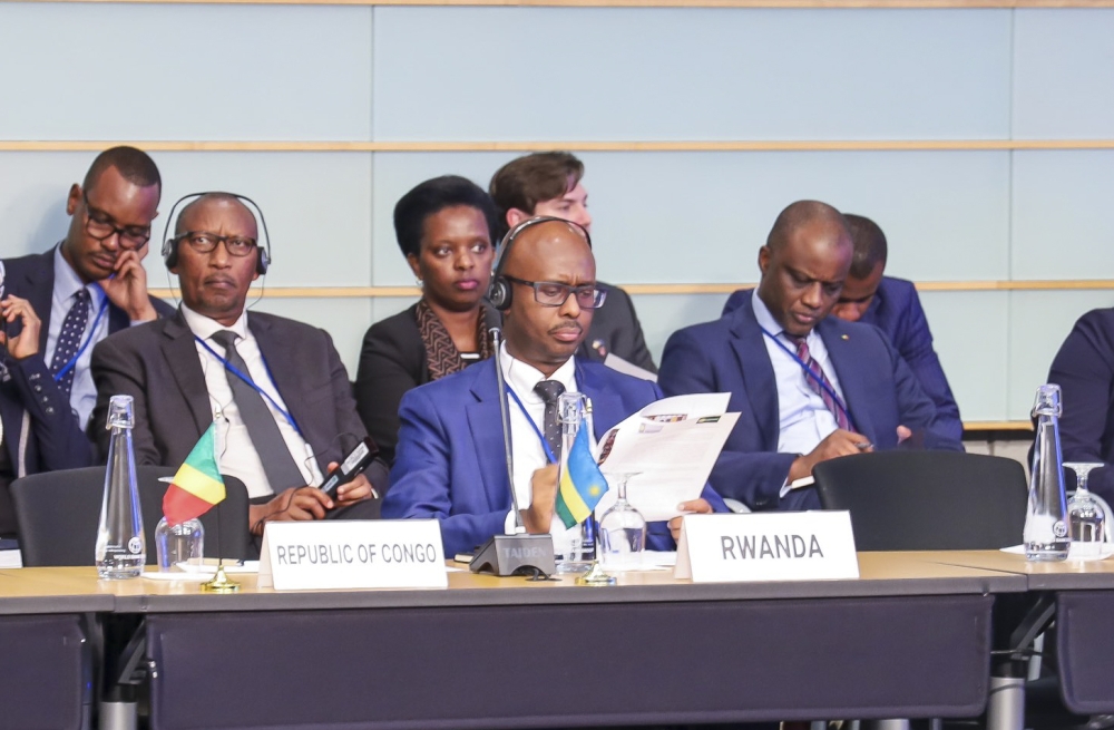 Yusuf Murangwa, the Minister of Finance and Economic Planning and  Central Bank Governor John Rwangombwa and the delegation during the World Bank& IMF General Meeting in Washington, D.C. on Tuesday, October 22. Courtesy 