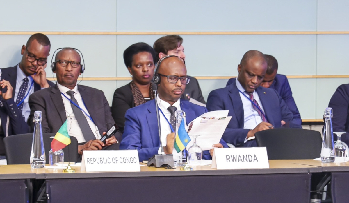 Yusuf Murangwa, the Minister of Finance and Economic Planning and  Central Bank Governor John Rwangombwa and the delegation during the World Bank& IMF General Meeting in Washington, D.C. on Tuesday, October 22. Courtesy 