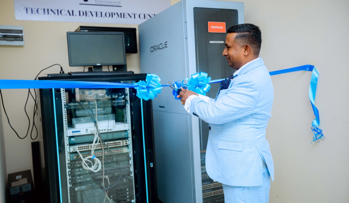 Srimal Rajapaksha, Managing Director of Vuba Technologies in Rwanda, officially launches the Technology Development Centre (TDC) on Wednesday, October 23. Craish Bahizi